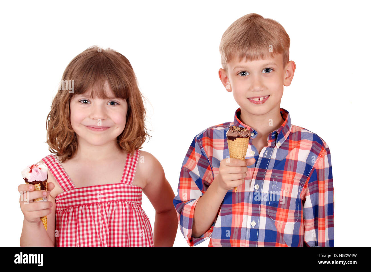happy children with ice cream Stock Photo