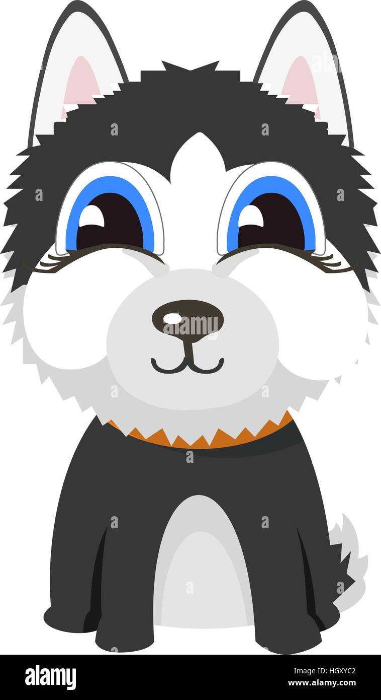 Cartoon character Siberian husky dog poses Stock Vector