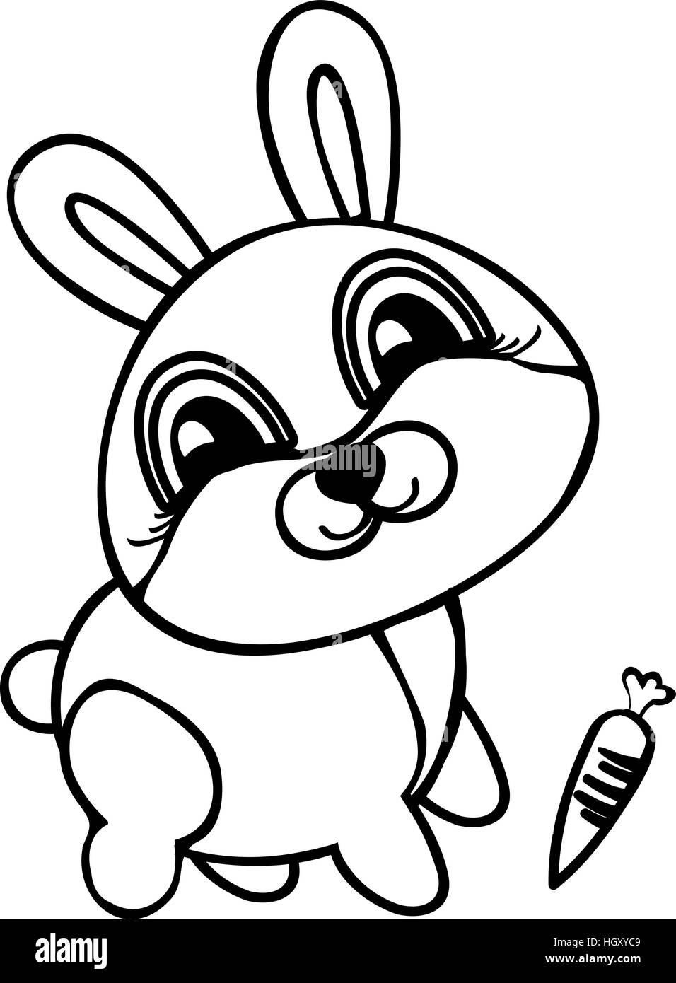 Funny hare. Black and white. Stock Vector