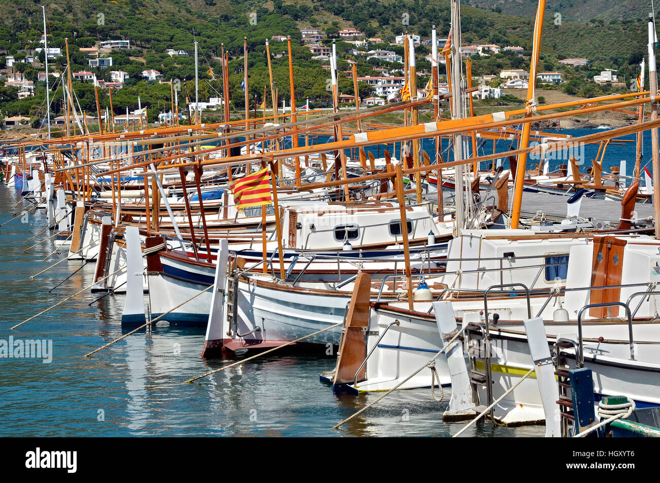 Boats at El Port de la Selva in Spain Stock Photo
