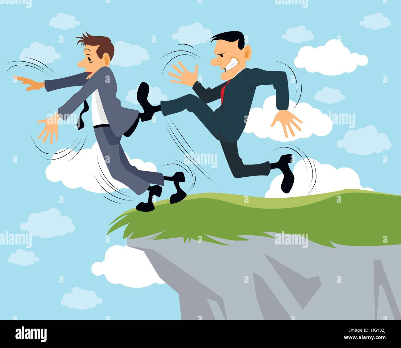 Vector Illustration Of A Businessman Kicks Another Stock Vector Image Art Alamy