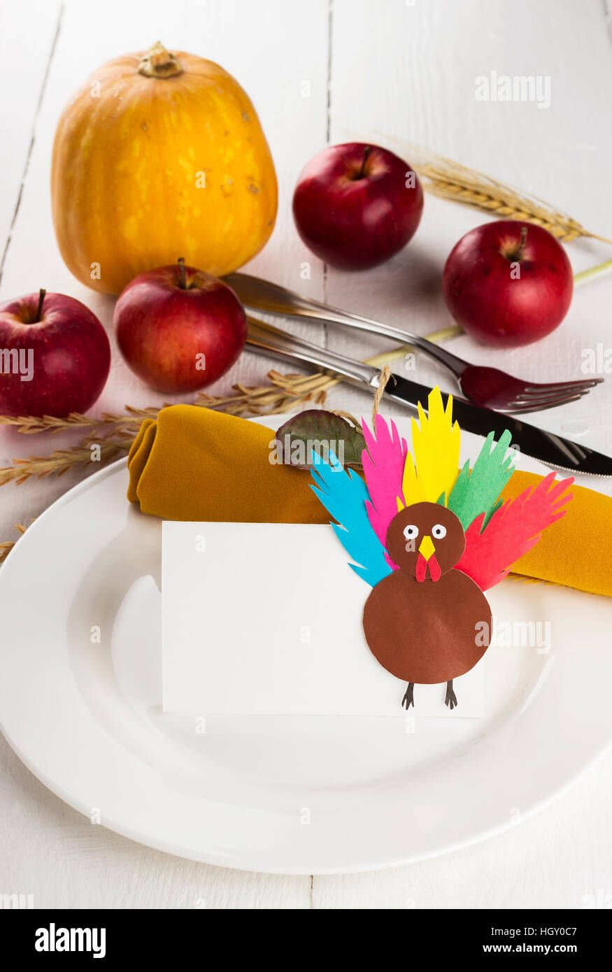 Table setting for Thanksgiving Day Stock Photo - Alamy