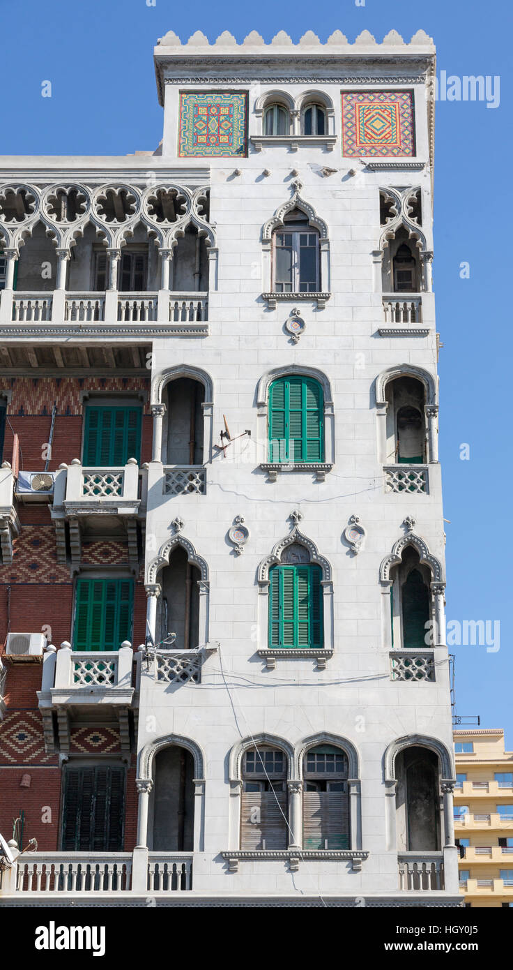 detail, Little Venice apartment block, Alexandria, Egypt Stock Photo