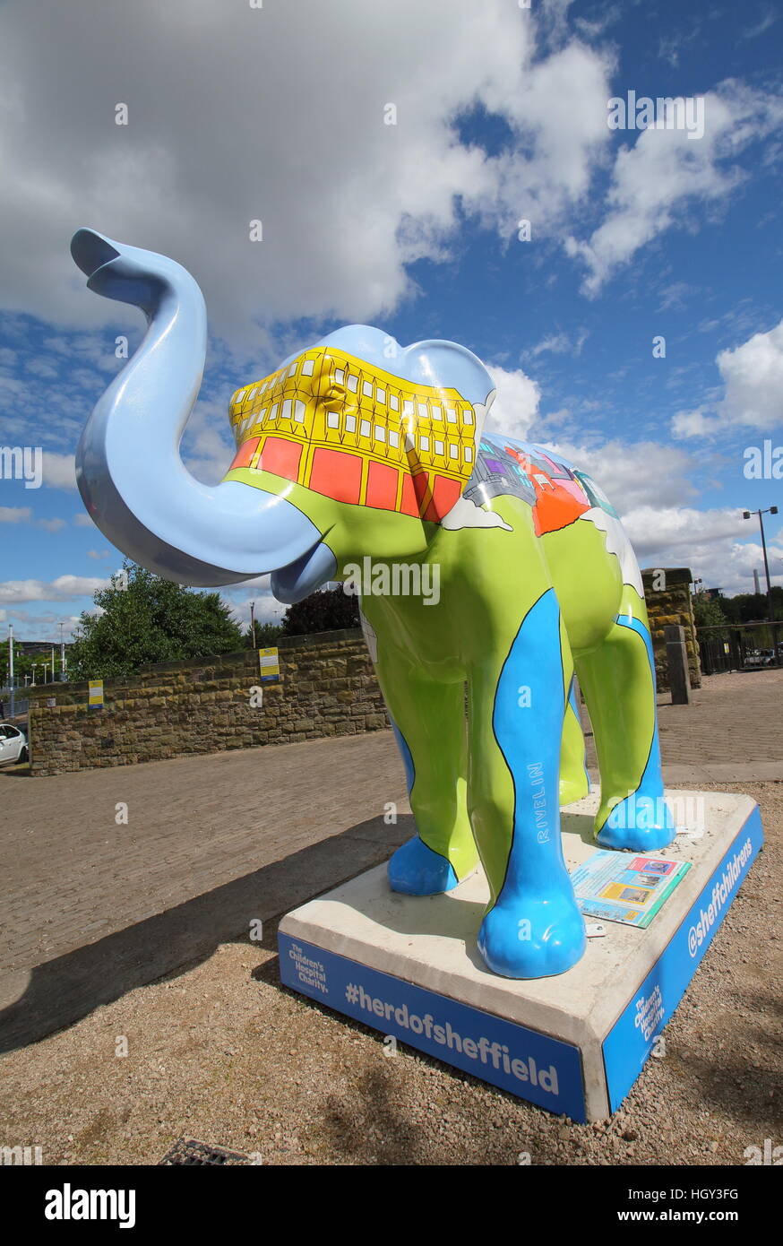 Sheffield artist Alan Pennington's 'Our City' elephant; outside Park