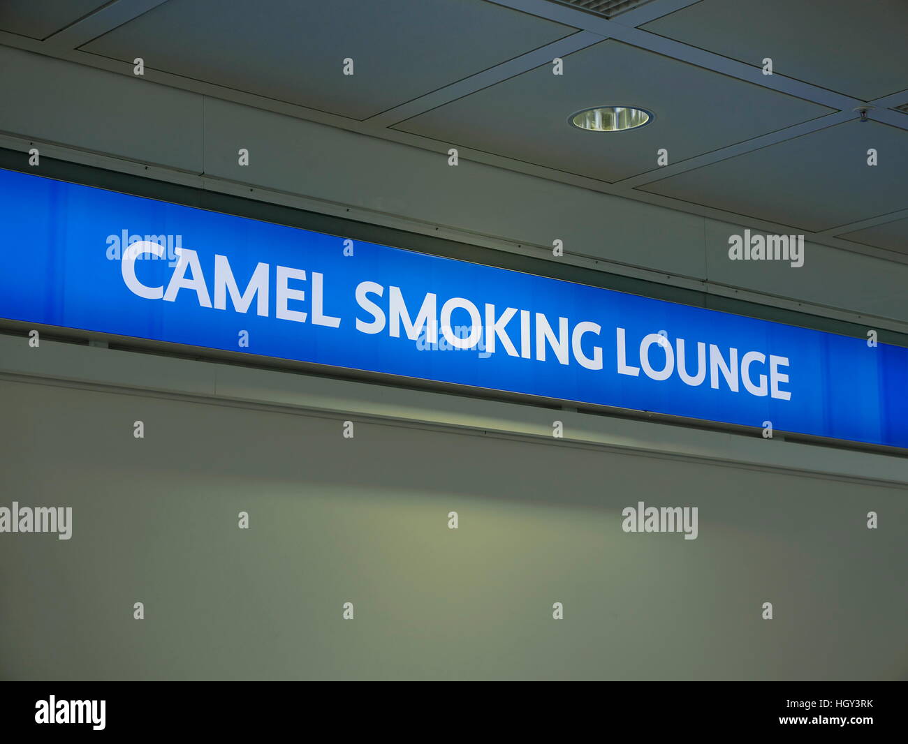 Germany Munich international airport camel cigarette smoking lounge. Commerical business supported smoking lounge Stock Photo