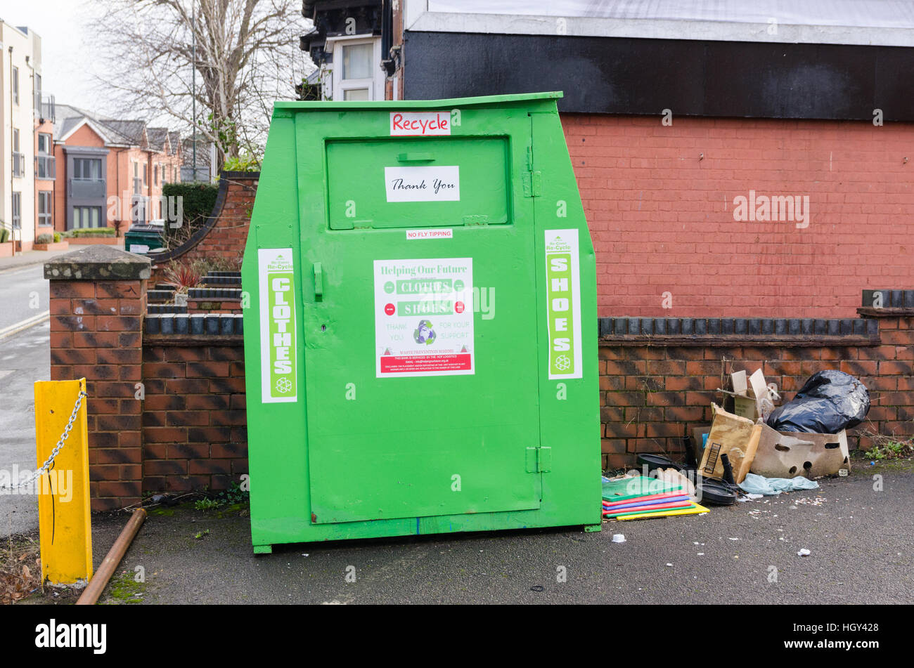 Recycling collection bin for clothes and shoes Stock Photo Alamy
