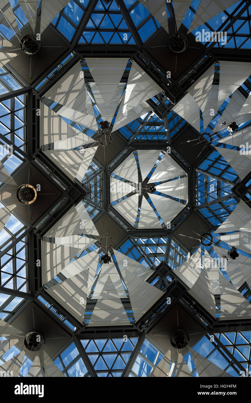 Glass ceiling with sails at the Great Hall of the National Gallery of Canada Ottawa Stock Photo