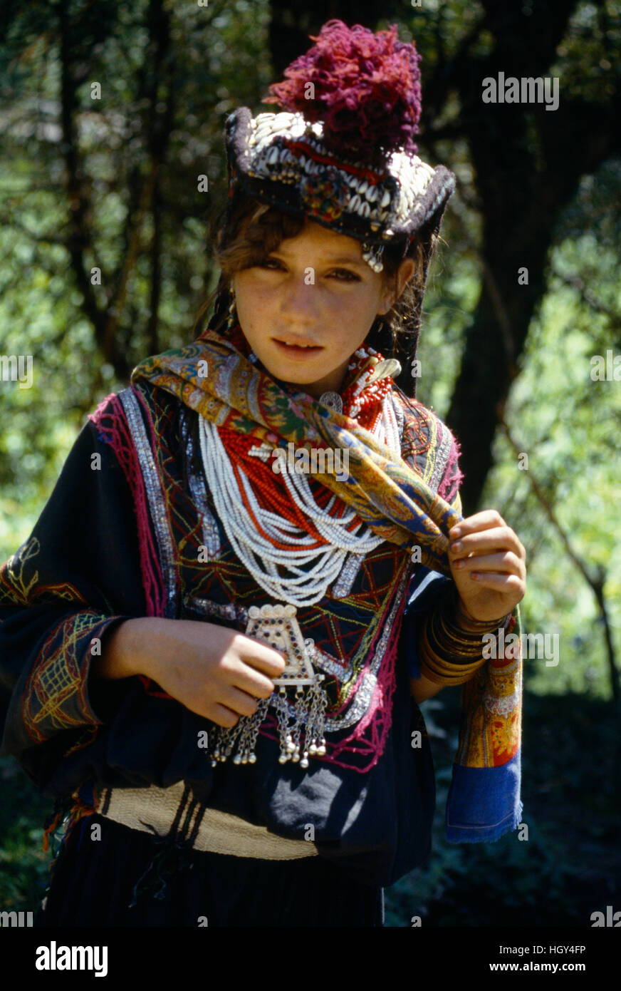 Kalash Pakistan Girl In Traditional Clothes Stock Photo
