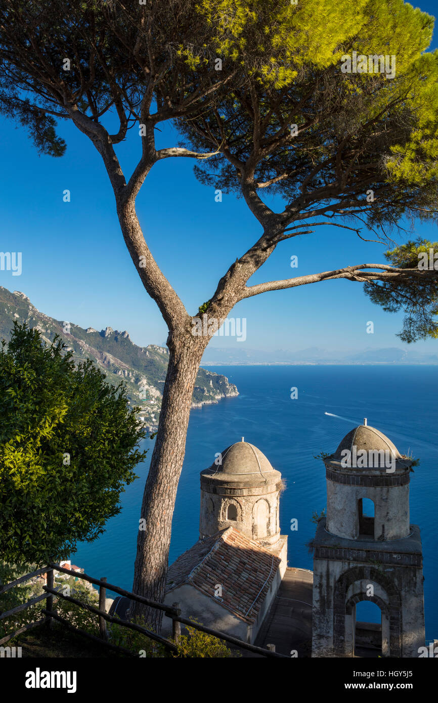 View over Gulf of Salerno from Villa Rufolo, Ravello, Campania, Italy Stock Photo