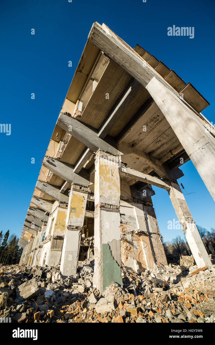 abandoned building ruins on blue sky Stock Photo - Alamy