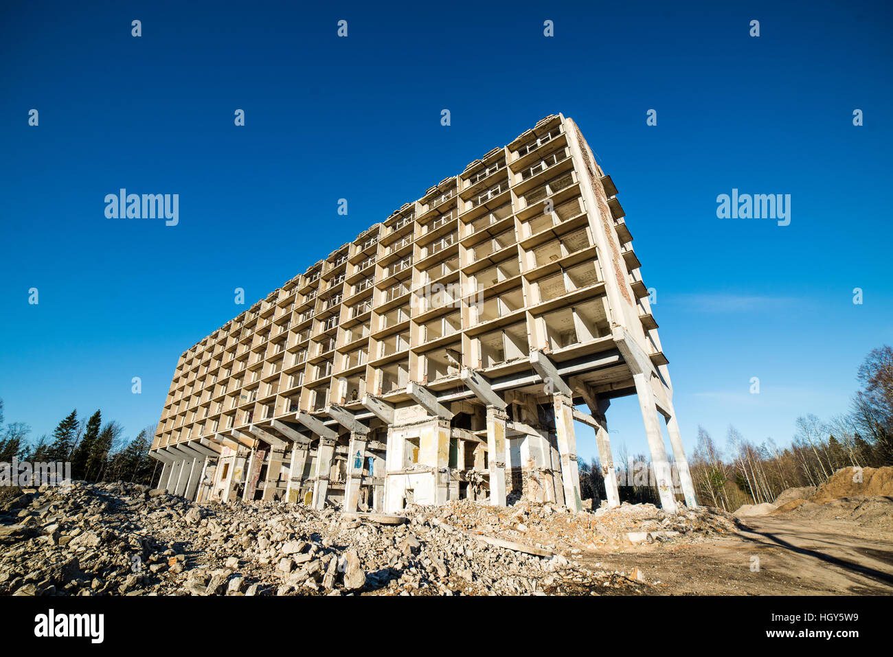 abandoned building ruins on blue sky Stock Photo - Alamy