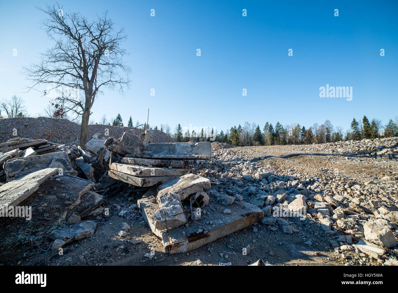 abandoned building ruins on blue sky Stock Photo - Alamy