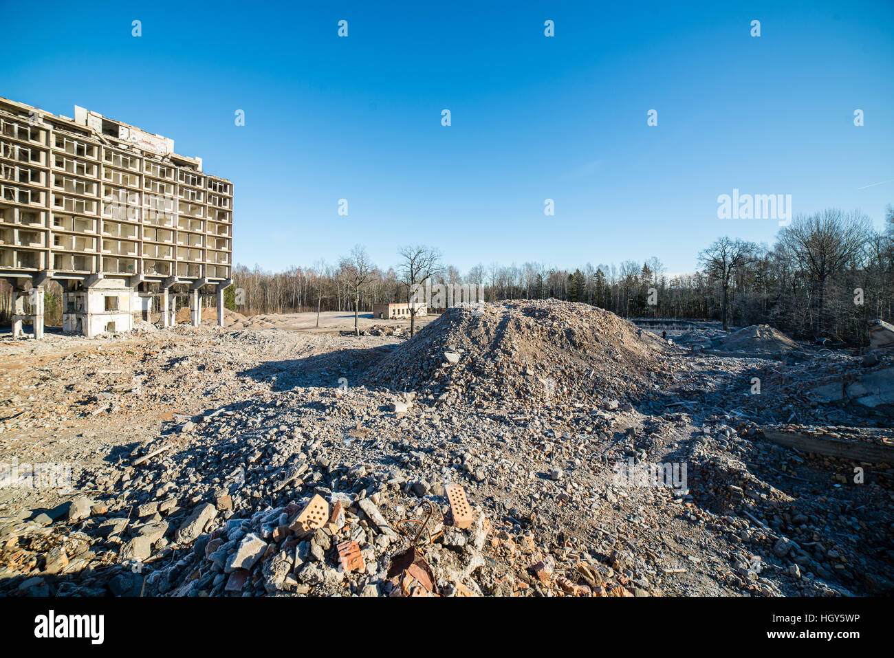 abandoned building ruins on blue sky Stock Photo - Alamy