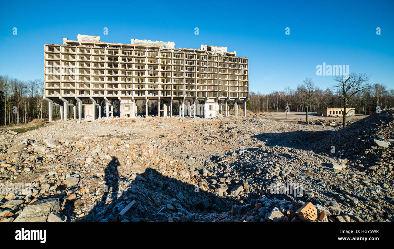 abandoned building ruins on blue sky Stock Photo - Alamy