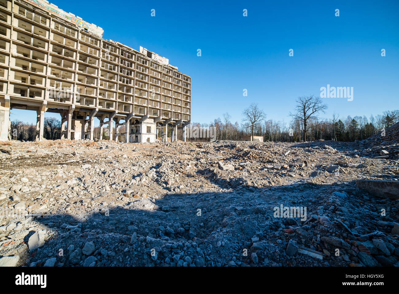 abandoned building ruins on blue sky Stock Photo - Alamy