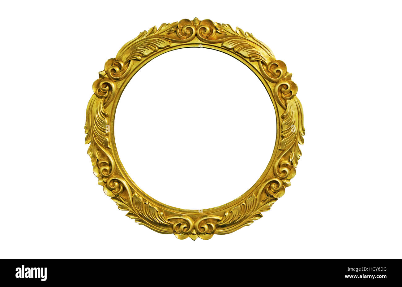 Oval golden picture frame isolated over white Stock Photo Alamy