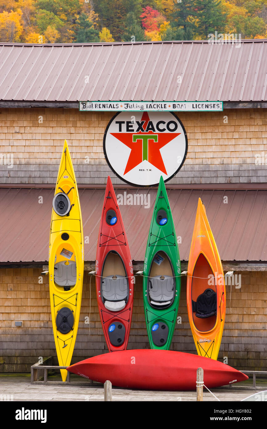 Kayaks at the Squam Boat Livery on Squam Lake in Holderness, New