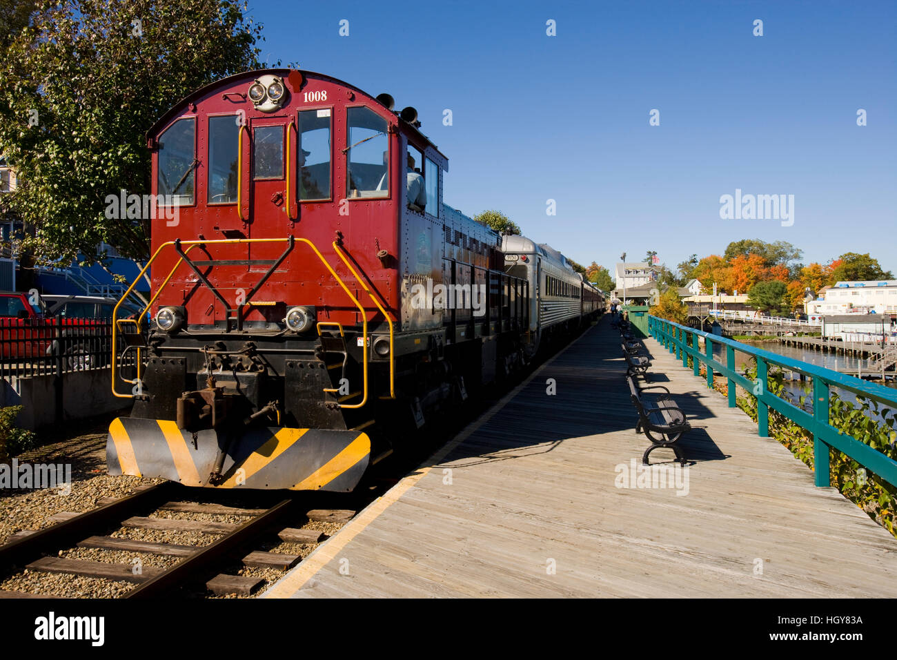 Scenic railroad at Weirs Beach in Laconia, New Hampshire. Lake ...