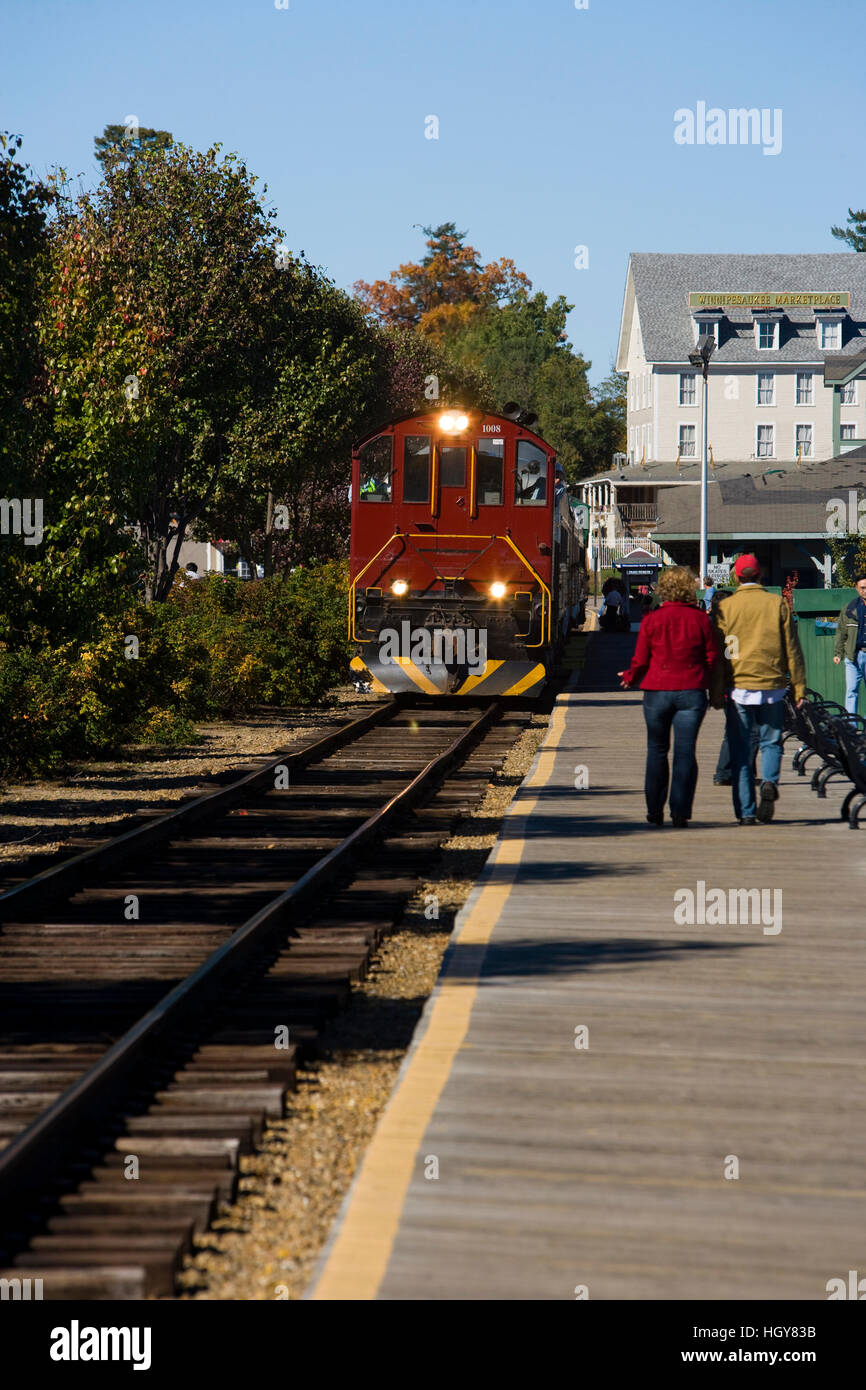 Scenic railroad at Weirs Beach in Laconia, New Hampshire. Lake ...