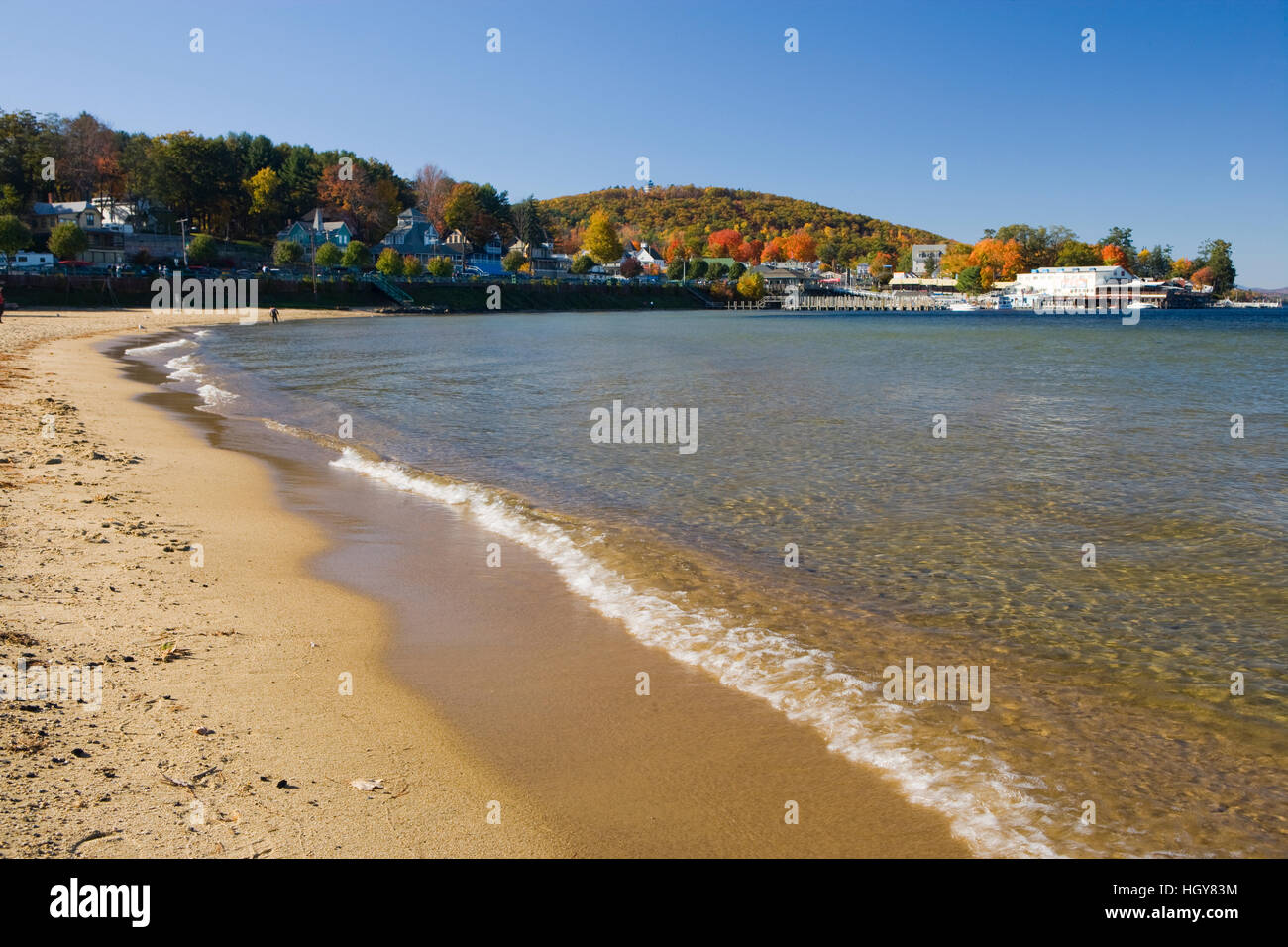 Weirs Beach on Lake Winnipesauke in Laconia, New Hampshire. Stock Photo