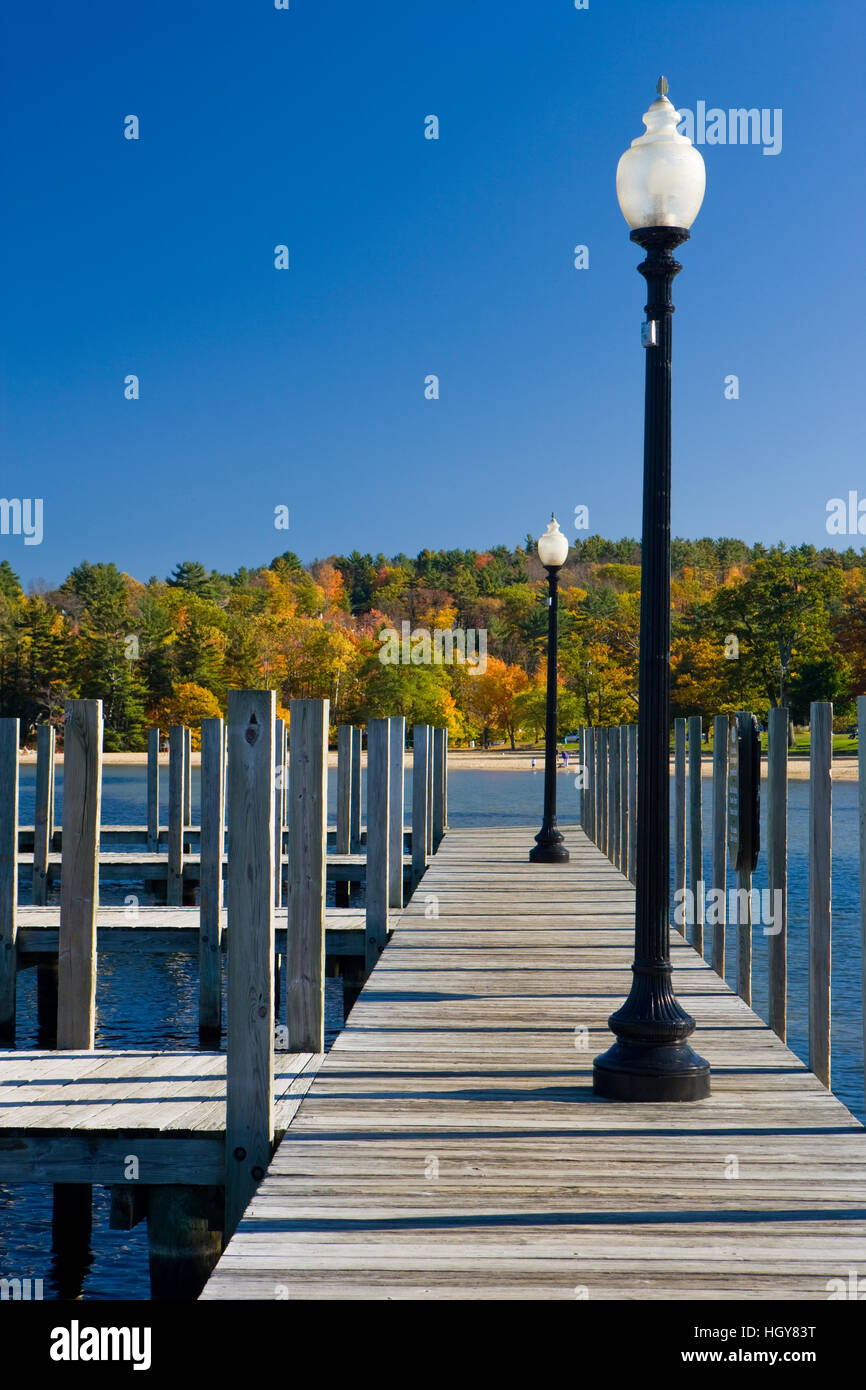 The docks at Weirs Beach on Lake Winnipesauke in Laconia, New Hampshire. Stock Photo