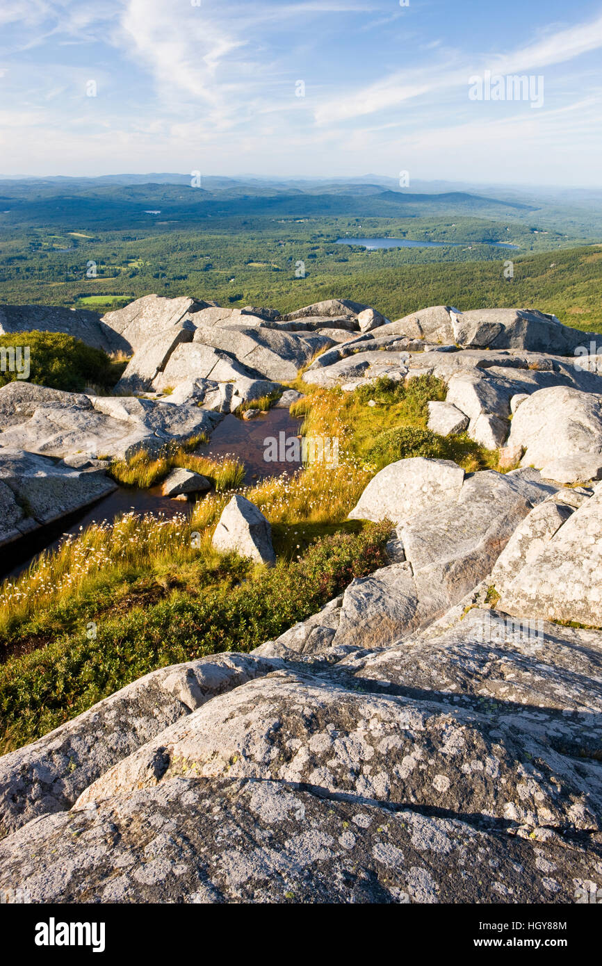 A view from the summit of Mount Monadnock in New Hampshire's Monadnock State Park. Stock Photo