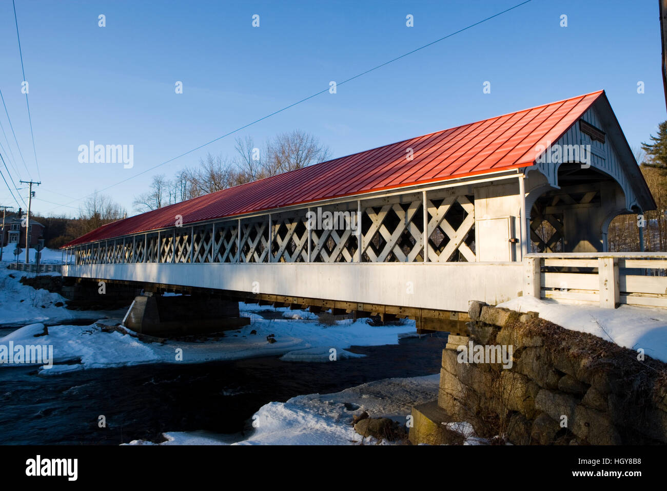 The Ashuelot Covered Bridge spans the Ashuelot River in Winchester, New ...