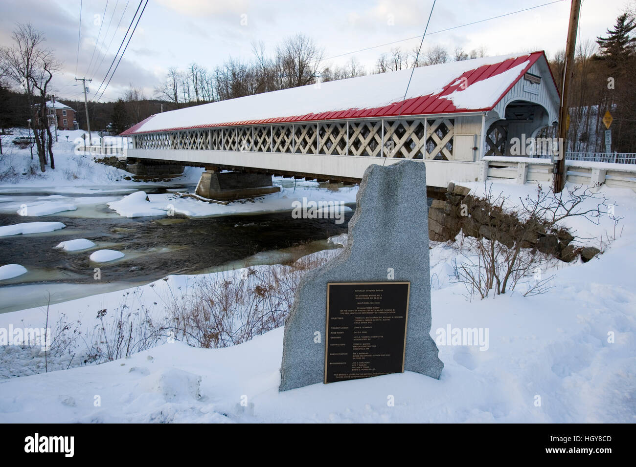 The Ashuelot Covered Bridge spans the Ashuelot River in Winchester, New ...