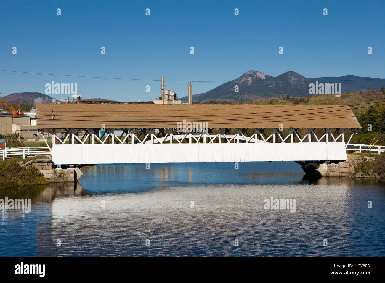 The covered bridge over the Upper Ammonoosuc River in Groveton, New