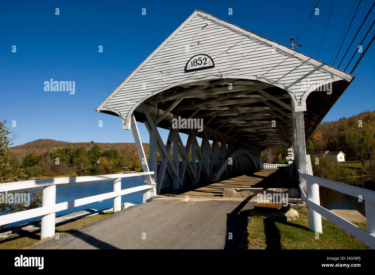 The covered bridge over the Upper Ammonoosuc River in Groveton, New
