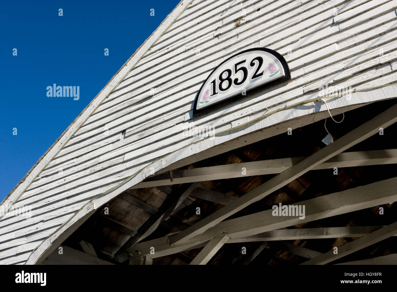 The covered bridge over the Upper Ammonoosuc River in Groveton, New