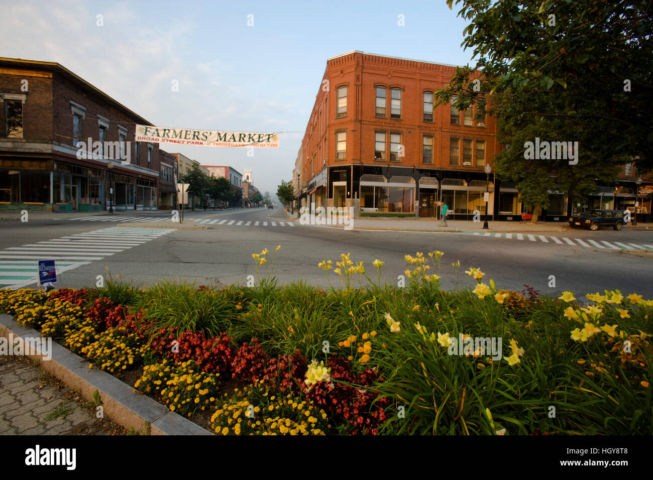 Downtown Claremont, New Hampshire in summer. Stock Photo