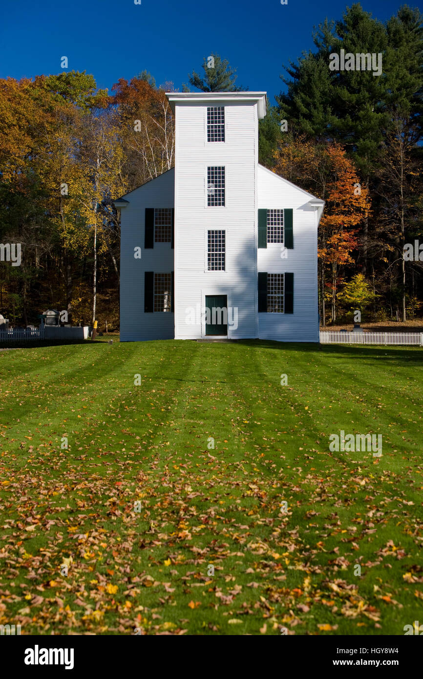 Trinity Church in Cornish, New Hampshire.  Originally constructed in 1803.  Reconstructed in 1984. Stock Photo