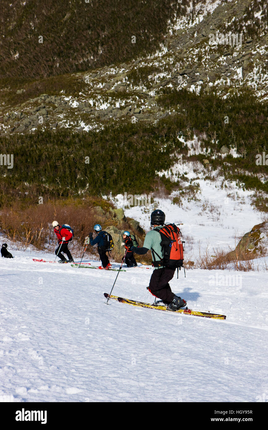 Telemark skiing "The Seven" in the Great Gully on the headwall of King