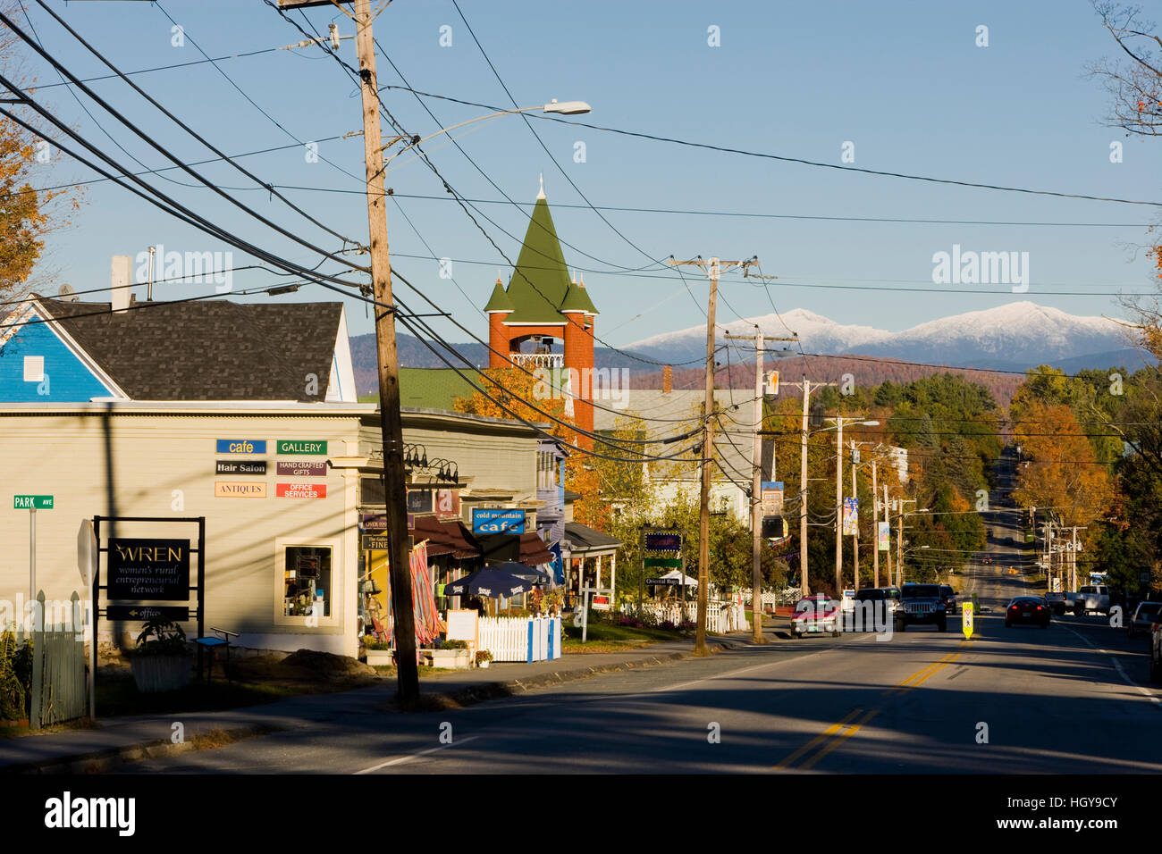 Main Street (US 302) in downtown Bethlehem, New Hampshire Stock Photo