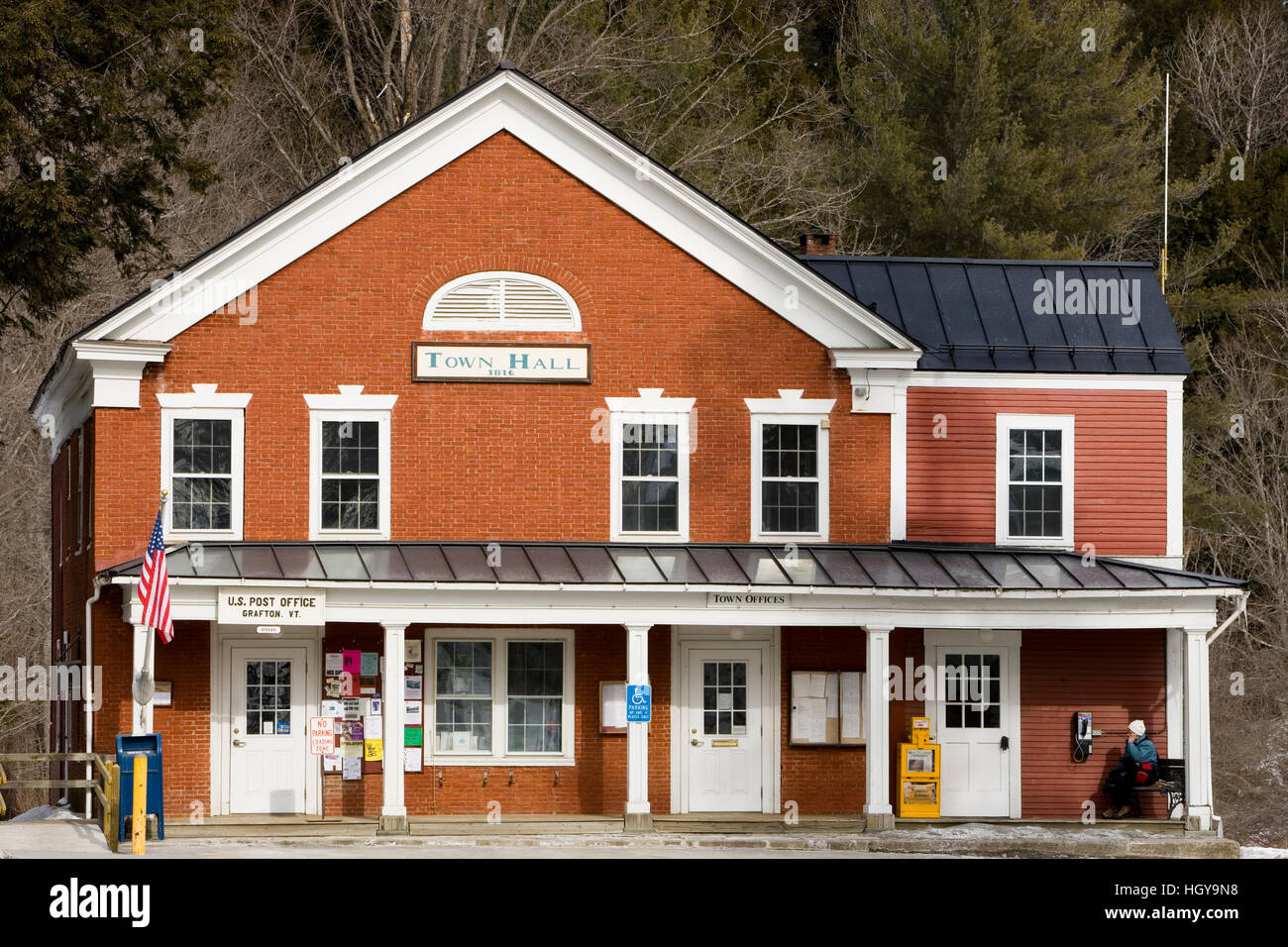 The Grafton, Vermont town hall and post office. Stock Photo