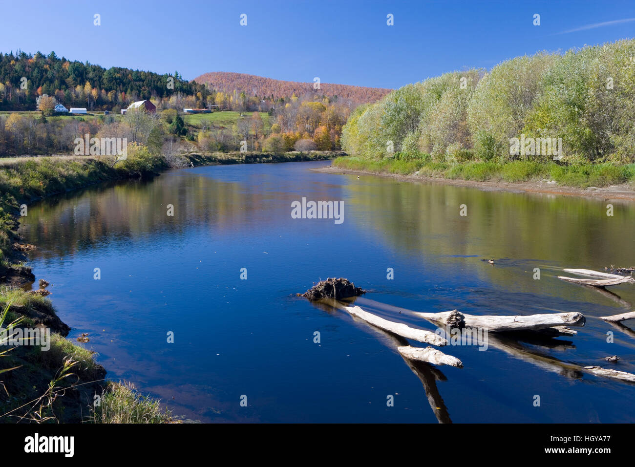 The Connecticut River in Maidstone, Vermont. Stock Photo