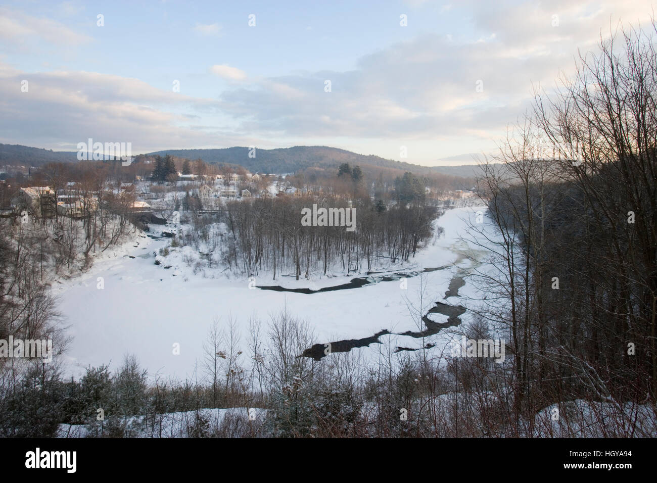 The Ottauquechee River in winter. Quechee, Vermont Stock Photo - Alamy