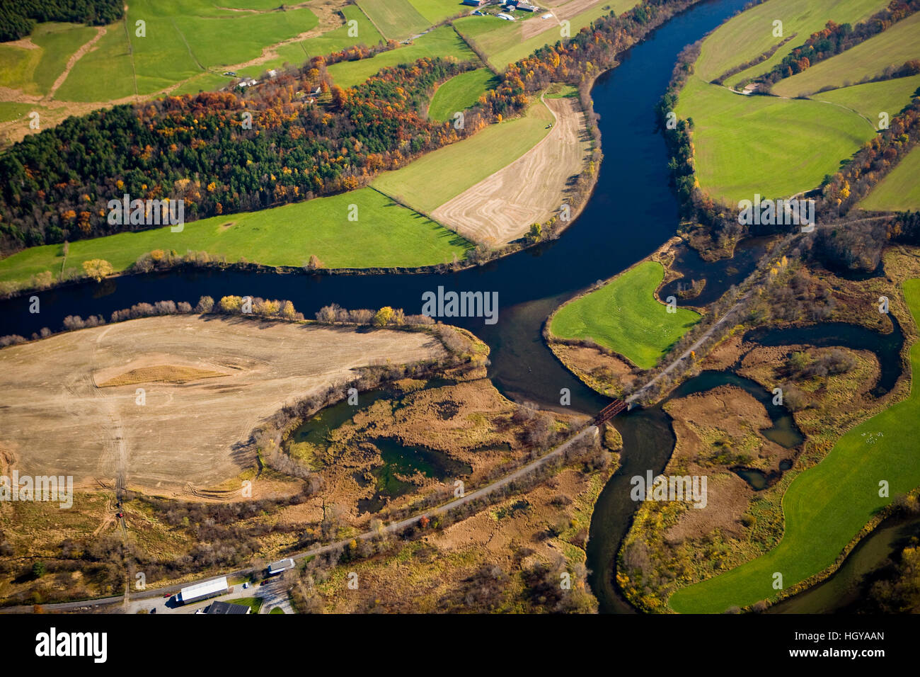 The Connecticut River as it flows between Bradford, Vermont and