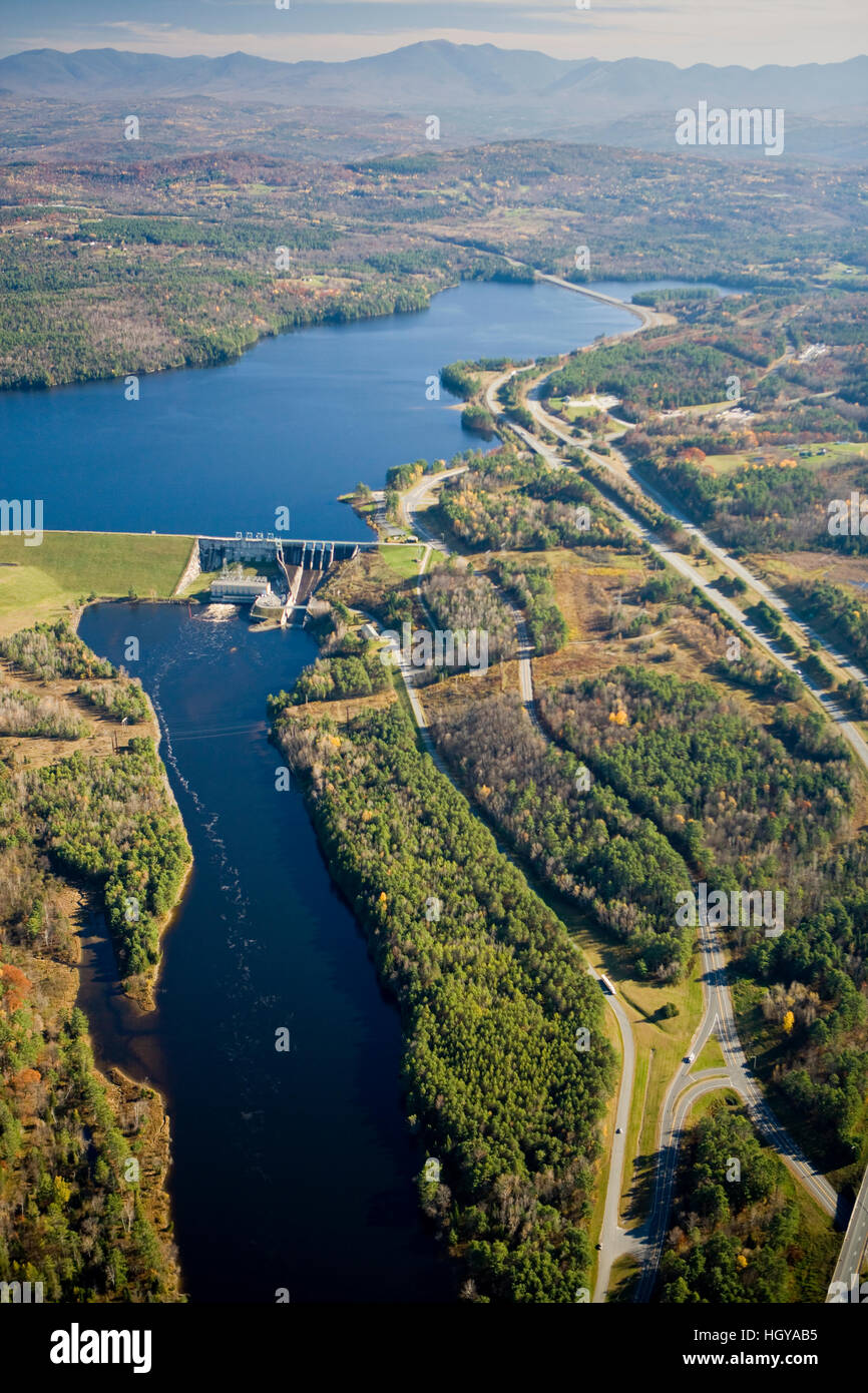 The Moore Dam and Moore Reservoir on the Connecticut River in Littleton, New Hampshire. White