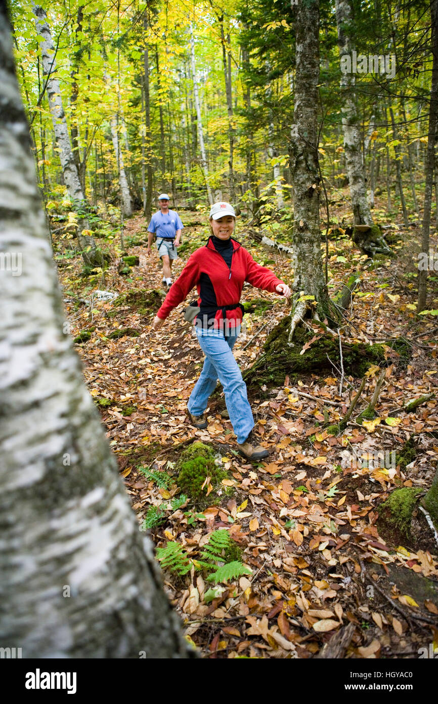Hiking on the CrossRivendell Trail in West Fairlee, Vermont. Bald Top