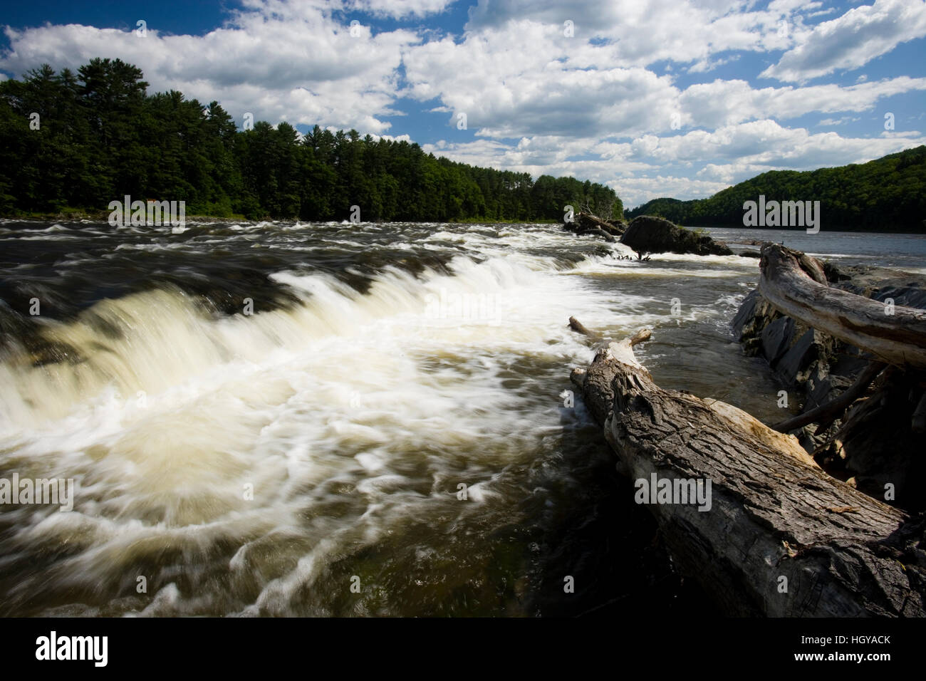 The Connecticut River at Sumner Falls (Hartland Rapids) in Hartland, Vermont. Stock Photo