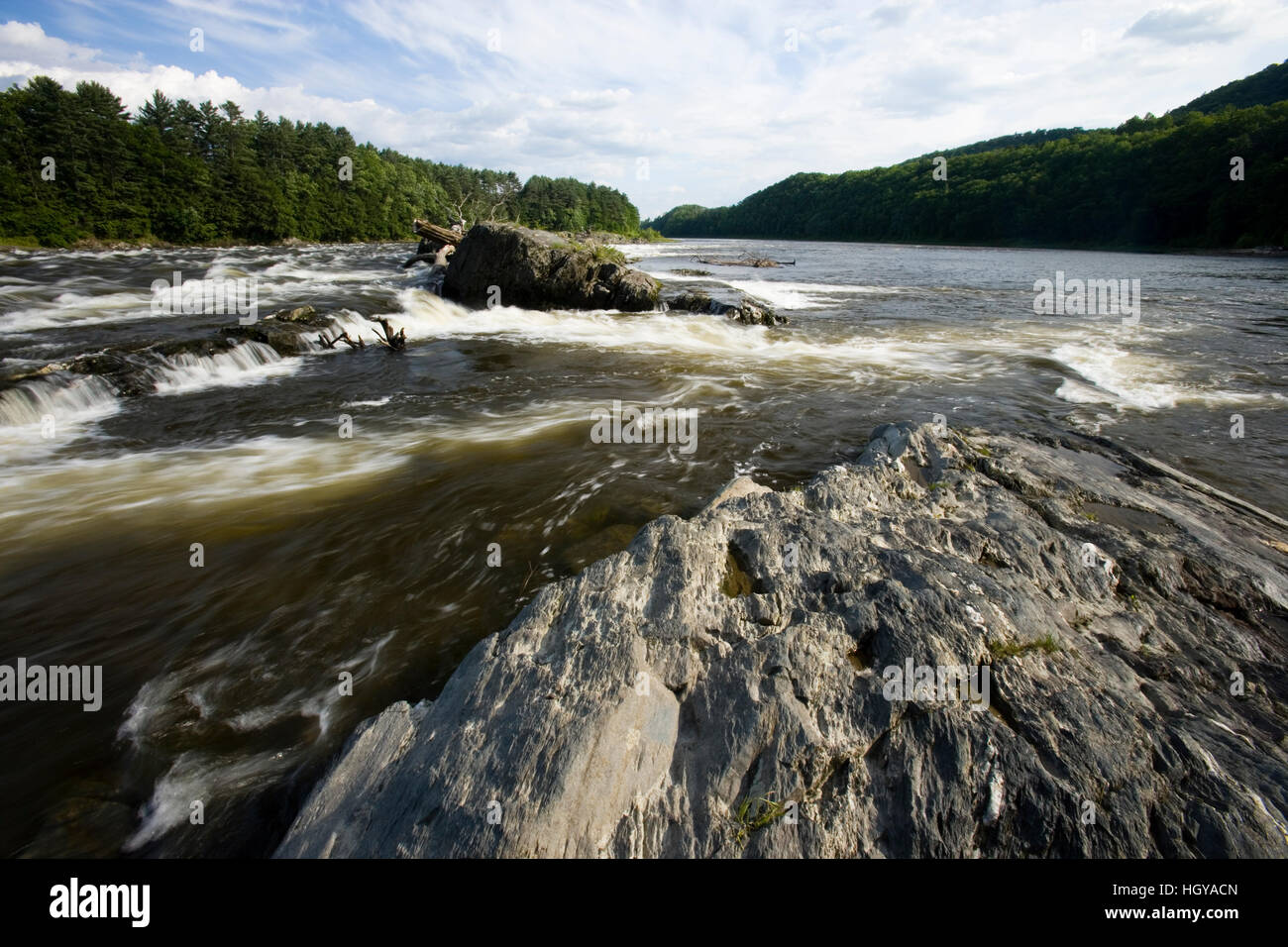 The Connecticut River at Sumner Falls (Hartland Rapids) in Hartland, Vermont. Stock Photo