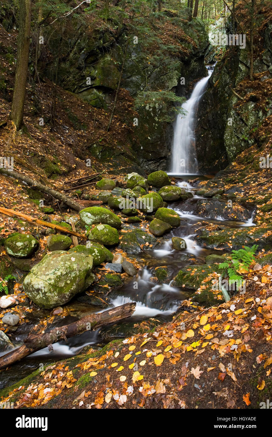 Glen Falls in West Fairlee, Vermont.  Cross-Rivendell Trail. Stock Photo