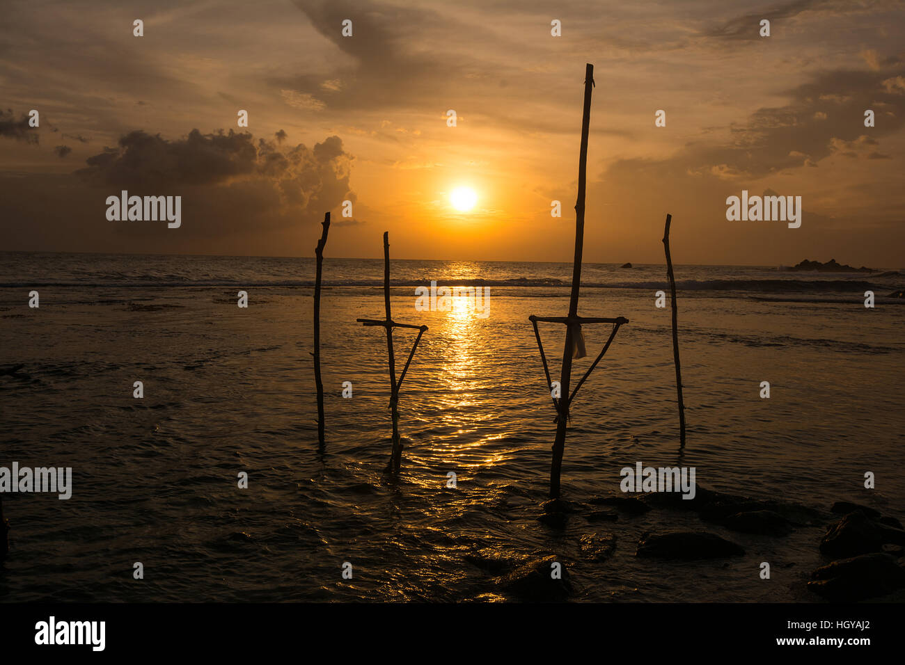 Traditional Sri Lankan stilt fishermen Stock Photo - Alamy