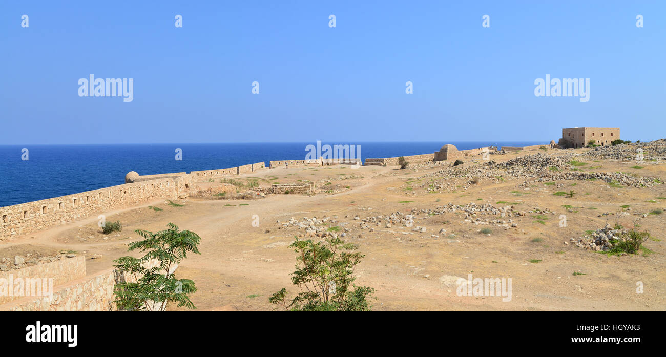 Rethymno city Greece Fortezza fortress landmark architecture panorama Stock Photo