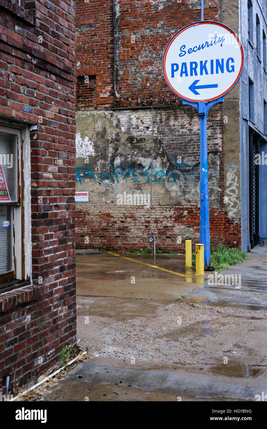 Parking lot sign, Memphis, Tennessee, USA Stock Photo