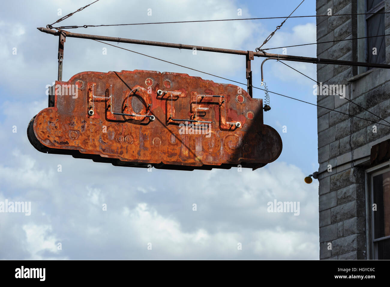 Old hotel sign, Memphis, Tennessee, USA Stock Photo