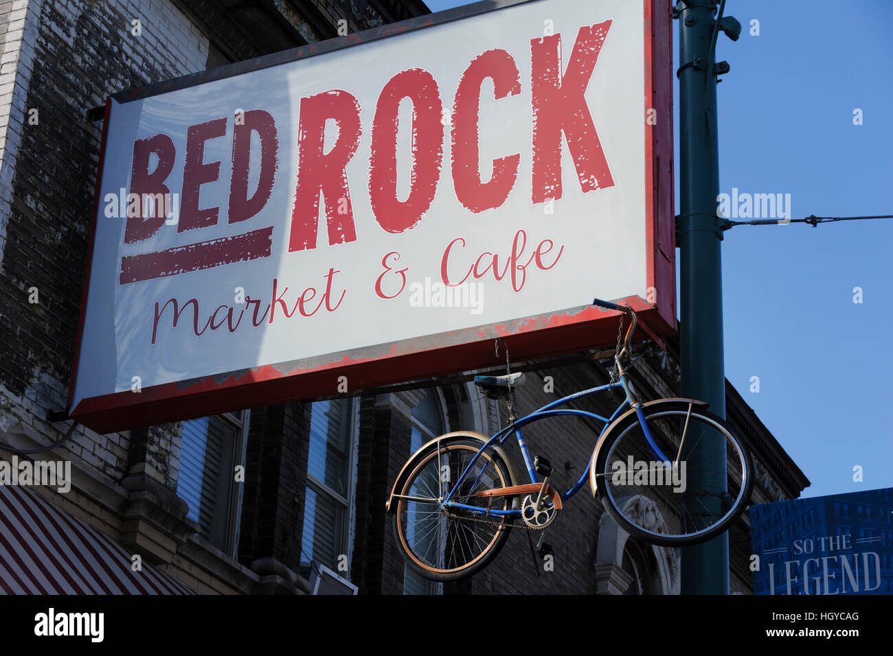 Restaurant sign on South Main Street, Memphis, Tennessee, USA Stock Photo