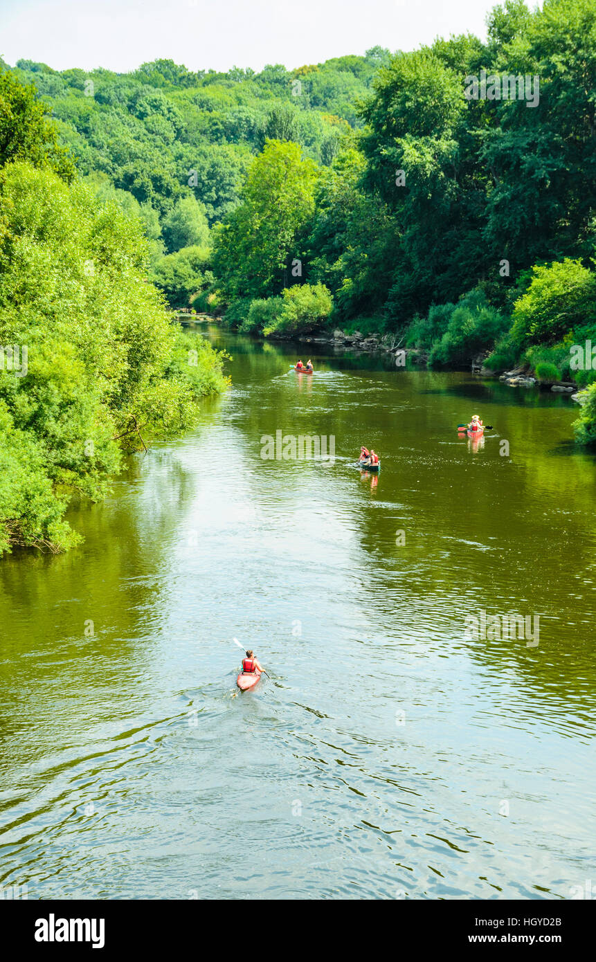 Canoeists and kayakers on the River Severn below Severn Valley Country